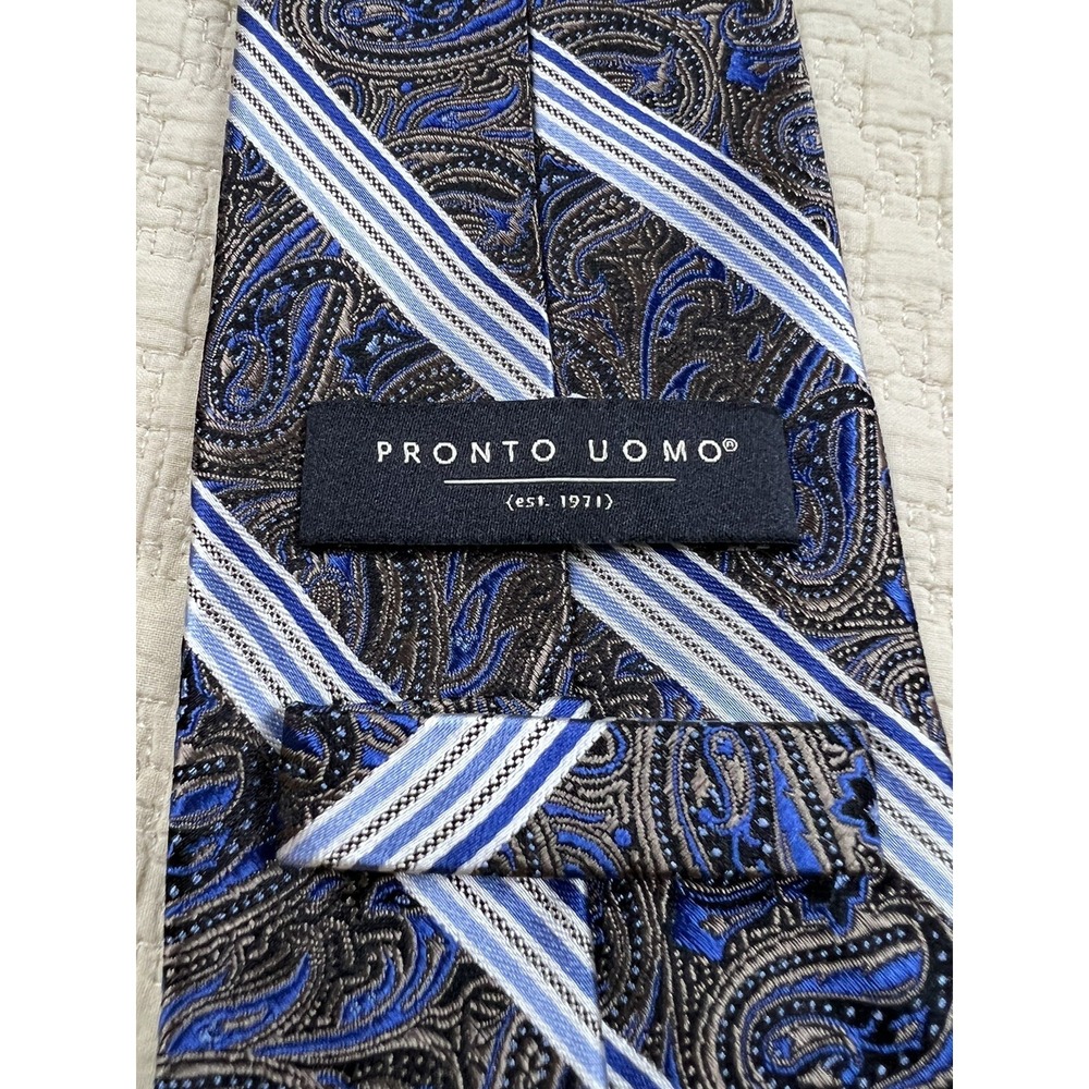 Pronto Uomo Paisley Silk Tie Hand Made Paisley Stripe | Multicolor | 58"L 3.25"W